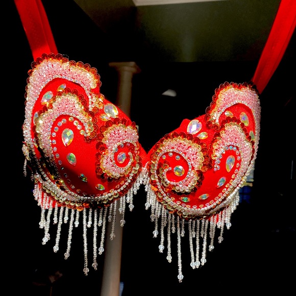 ROYAL SMEELA Crystal & Rhinestone Belly Dance Costume Bra for Women Size Medium - Picture 12 of 13